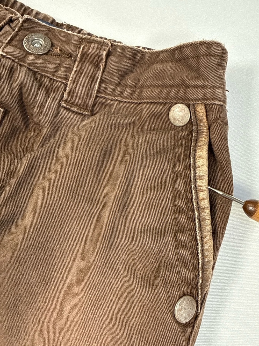 POLO Boys Y2K Utility Brown Carpenter Pants 24M Patch Distressed Grunge Retro - Picture 9 of 11
